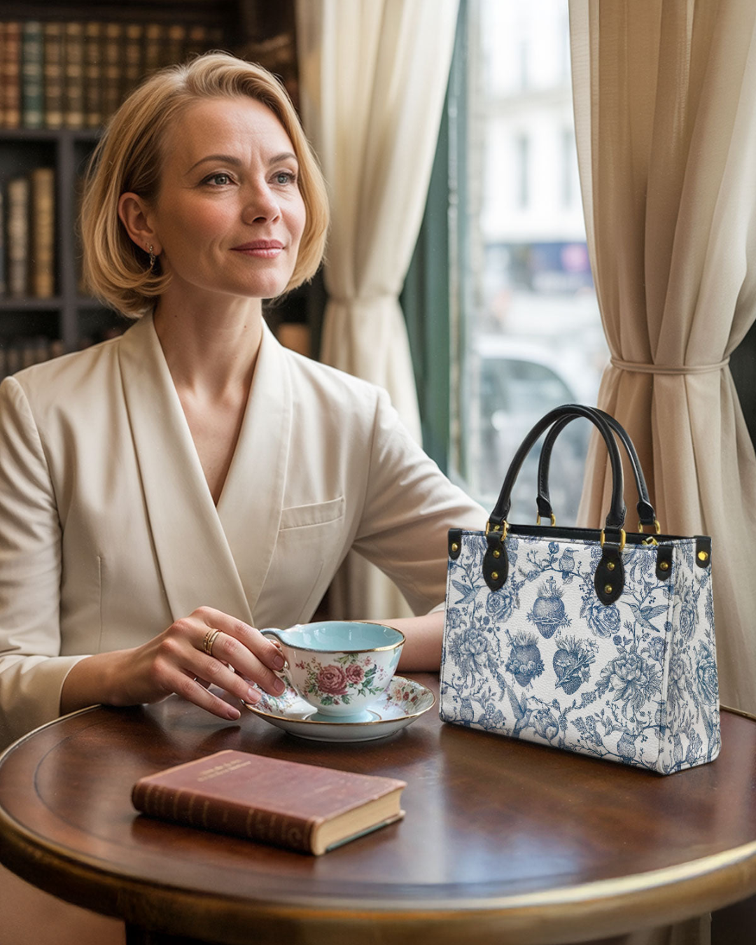 Bolsa Católica em Couro - Sagrados Corações de Jesus