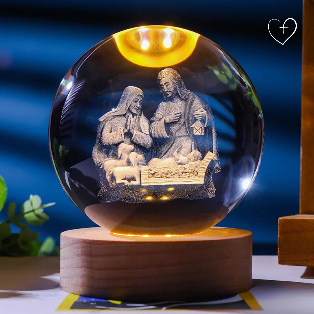 Nascimento do Menino Jesus - Luminária em Esfera 3D