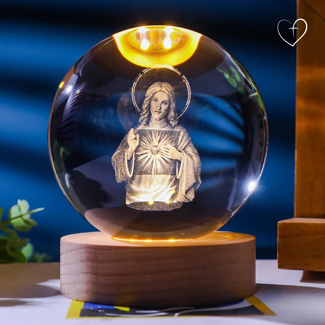 Sagrado Coração de Jesus - Luminária em Esfera 3D