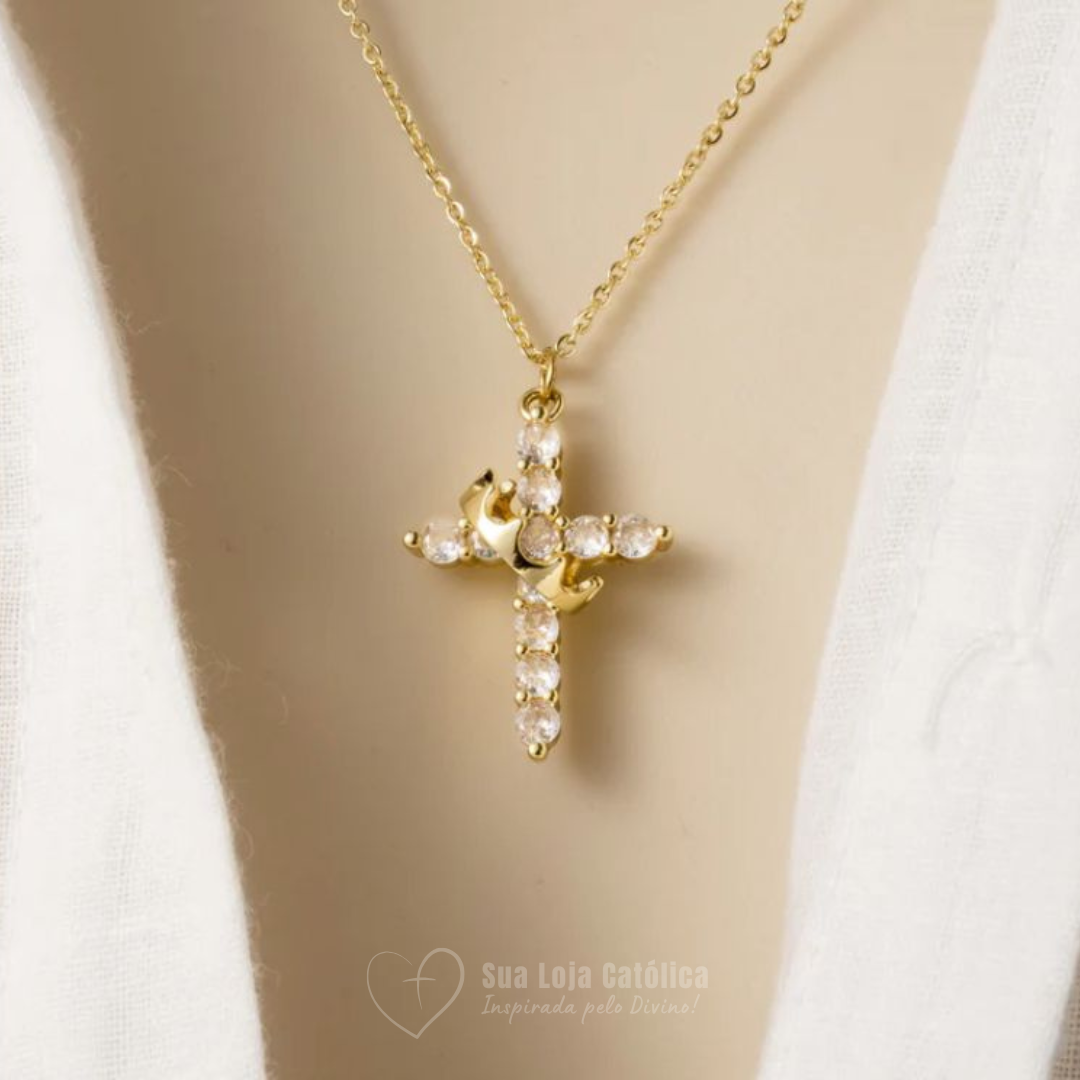 Colar Cruz e Coroa de Jesus