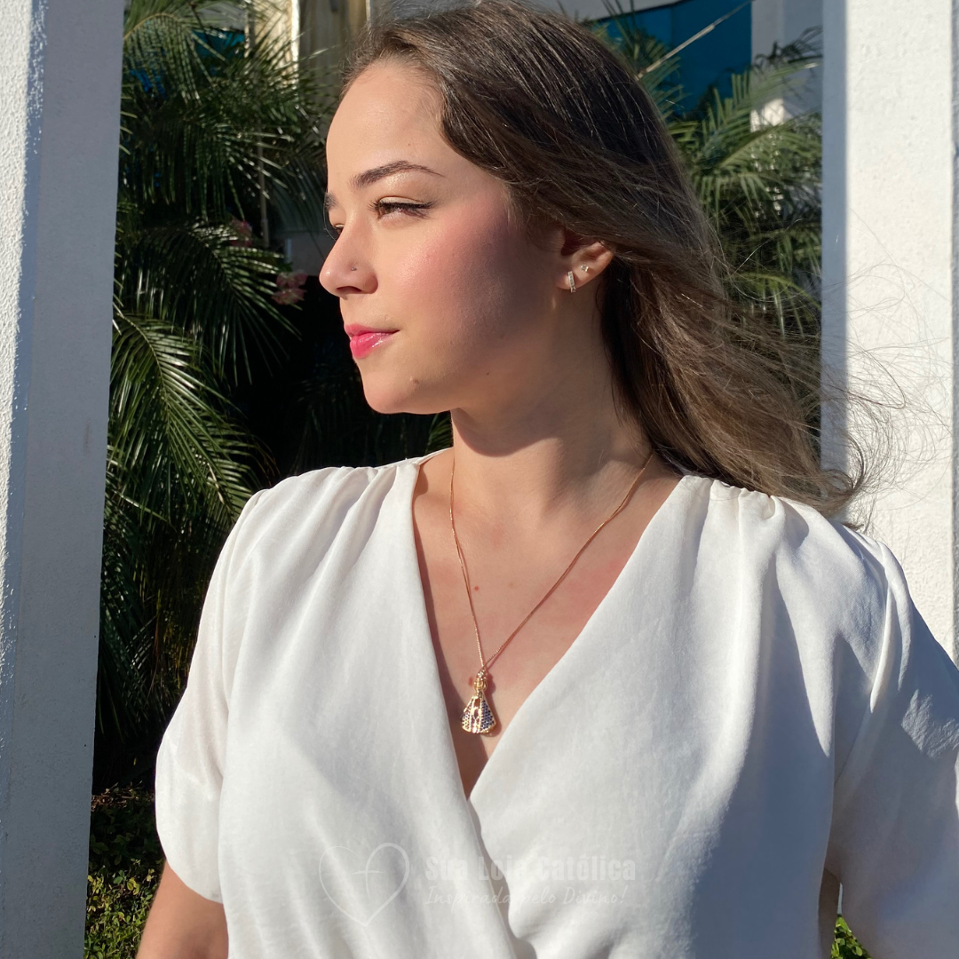 (COMPRE 1 LEVE 2) Colar Nossa Senhora - Dupla Face e Banhado a Ouro