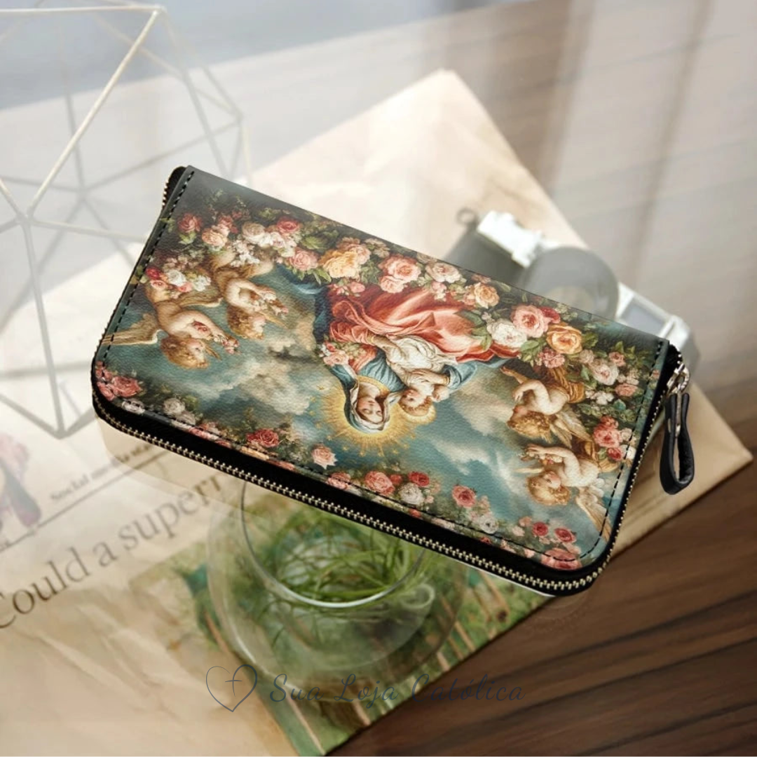 Carteira Católica Feminina - Nossa Senhora de Fátima e o Menino Jesus