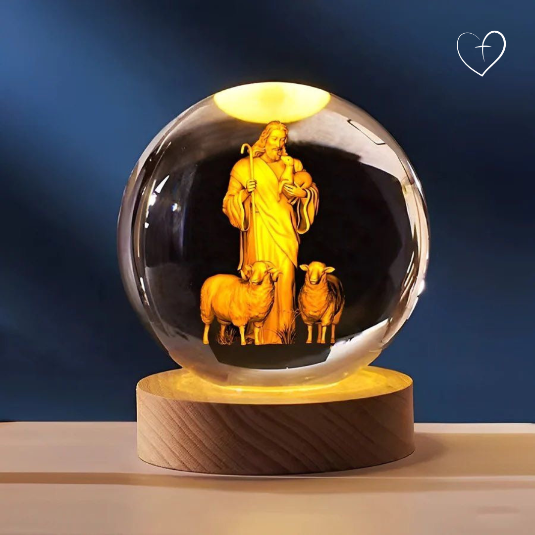 Jesus e As Ovelhas - Luminária em Esfera 3D
