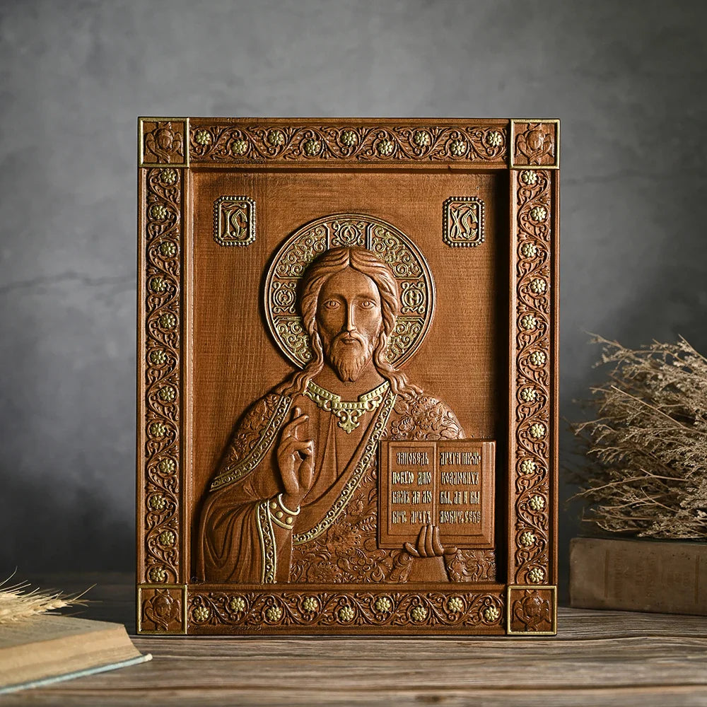 Jesus Cristo Pantocrator Escultura em Madeira
