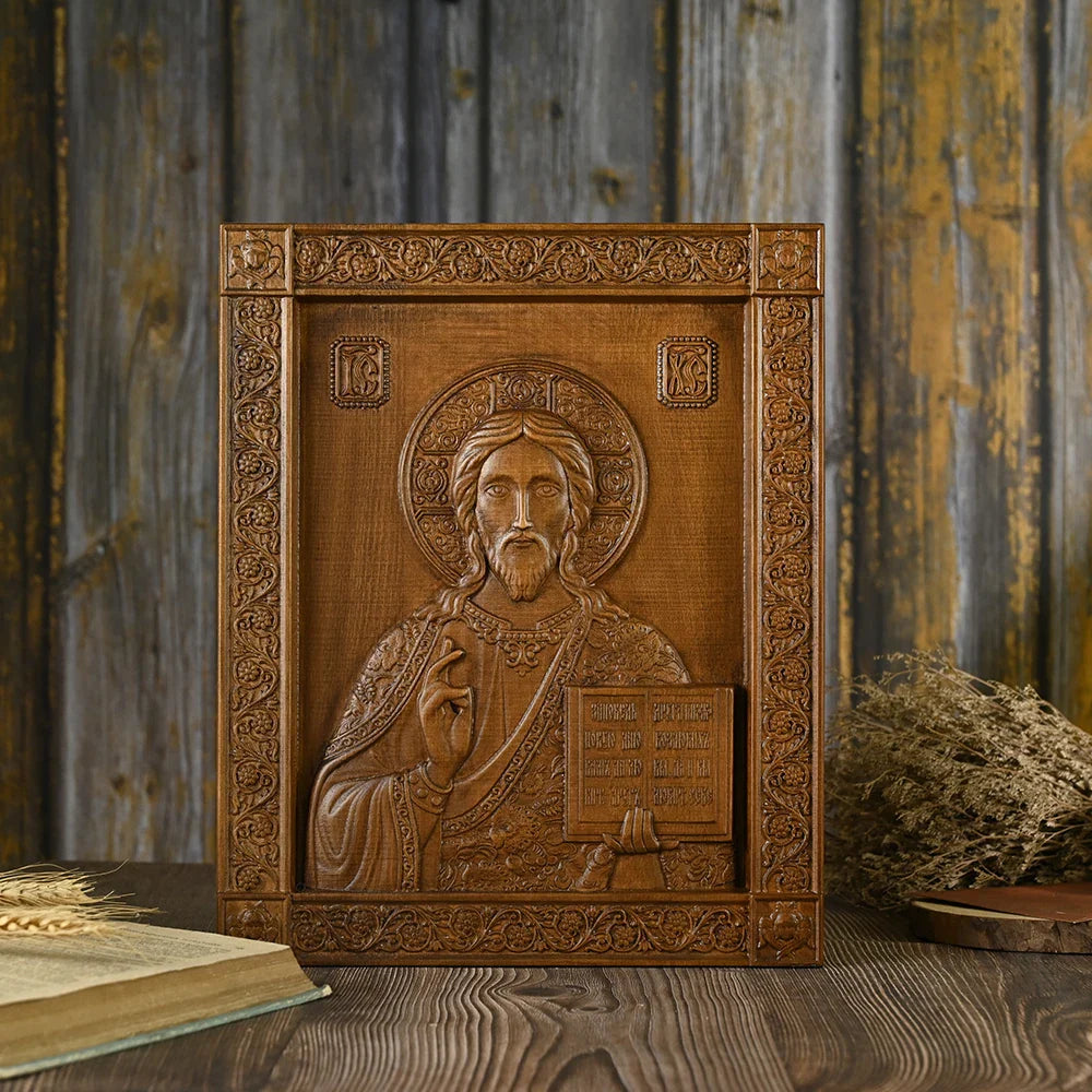 Jesus Cristo Pantocrator Escultura em Madeira