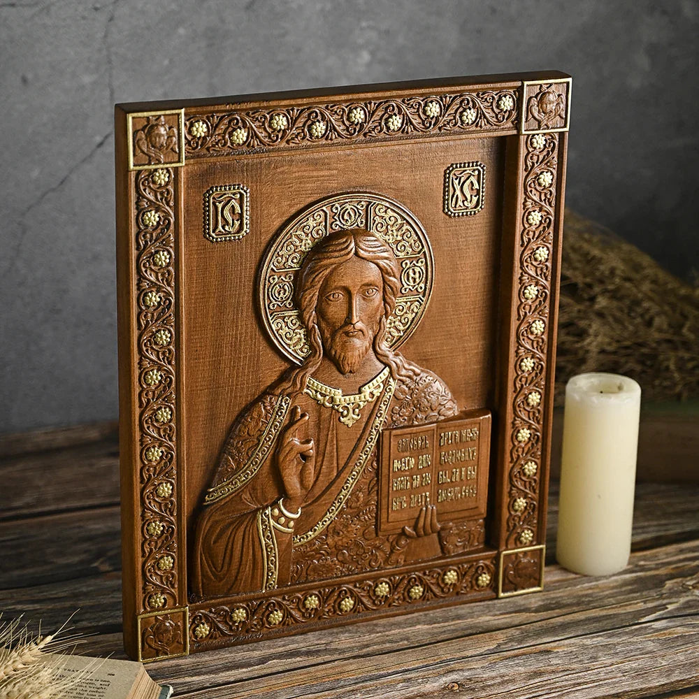 Jesus Cristo Pantocrator Escultura em Madeira