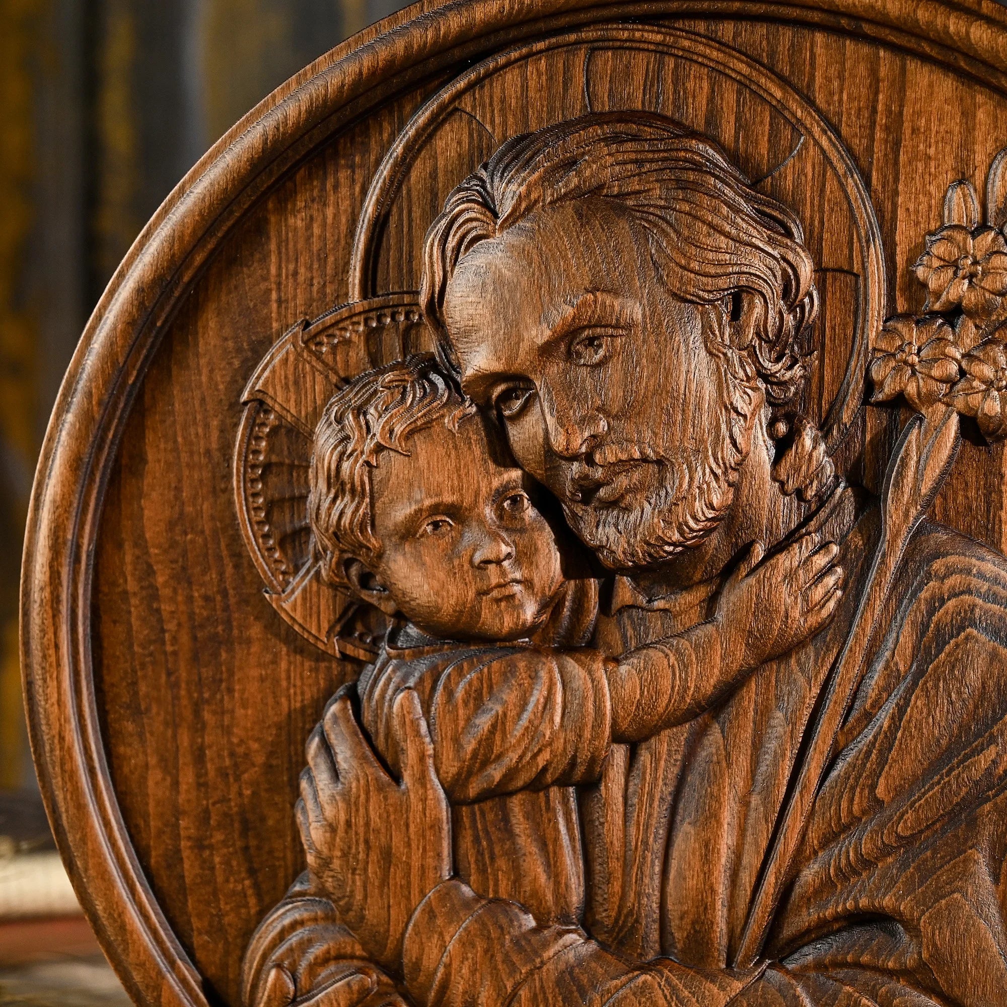 Escultura São José e o Menino Jesus - Presente De Dia Dos Pais