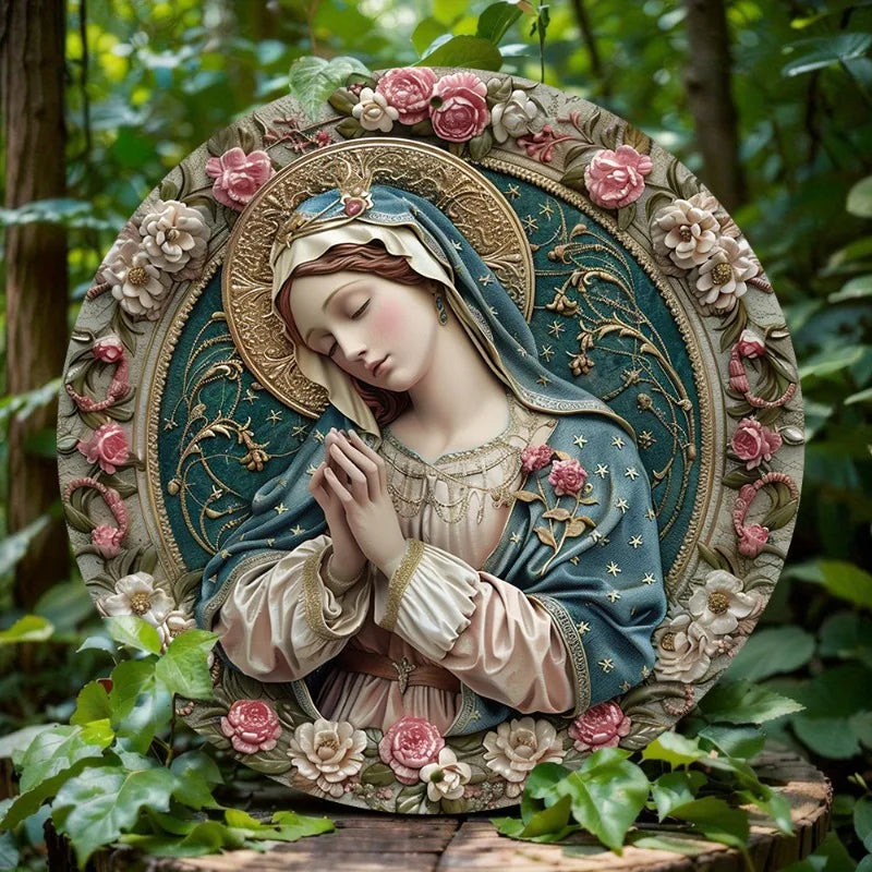 Decoração Católica Nossa Senhora em Relevo Floral