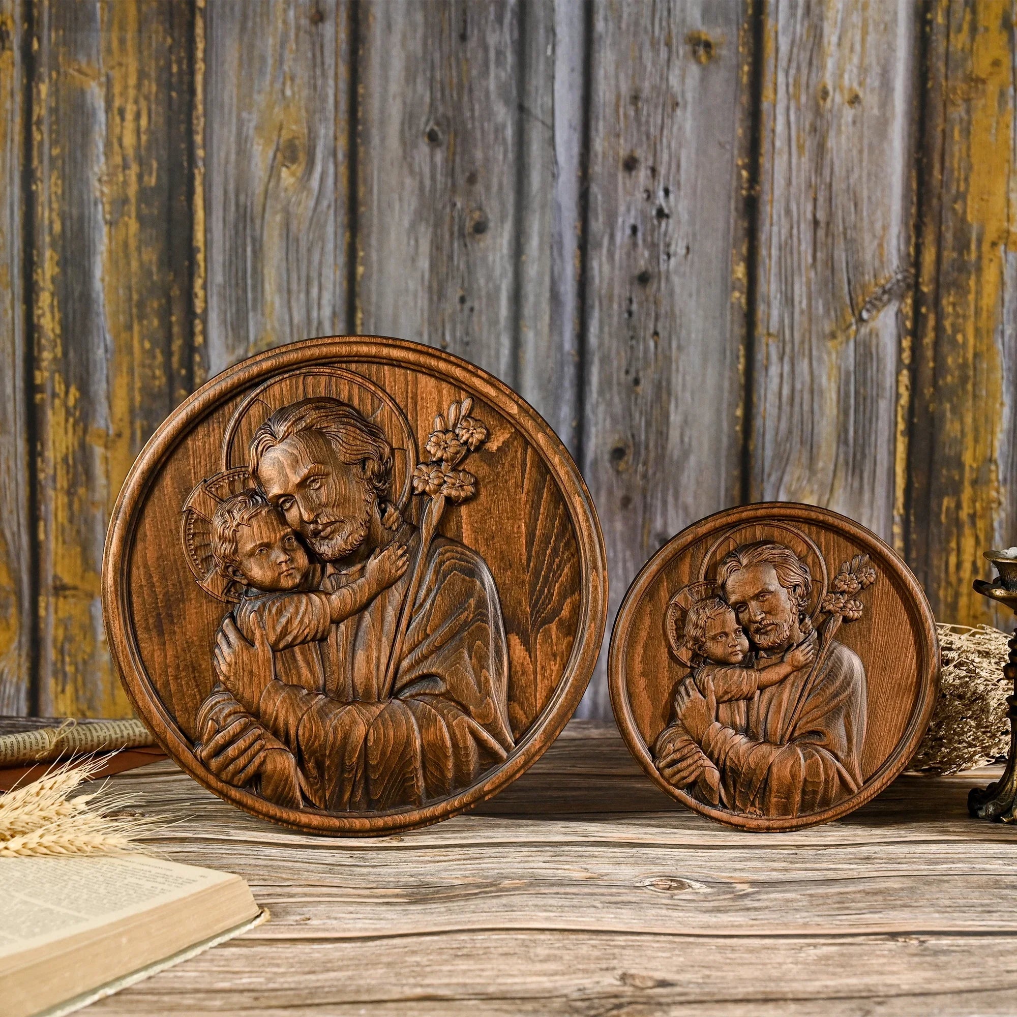 Escultura São José e o Menino Jesus - Presente De Dia Dos Pais
