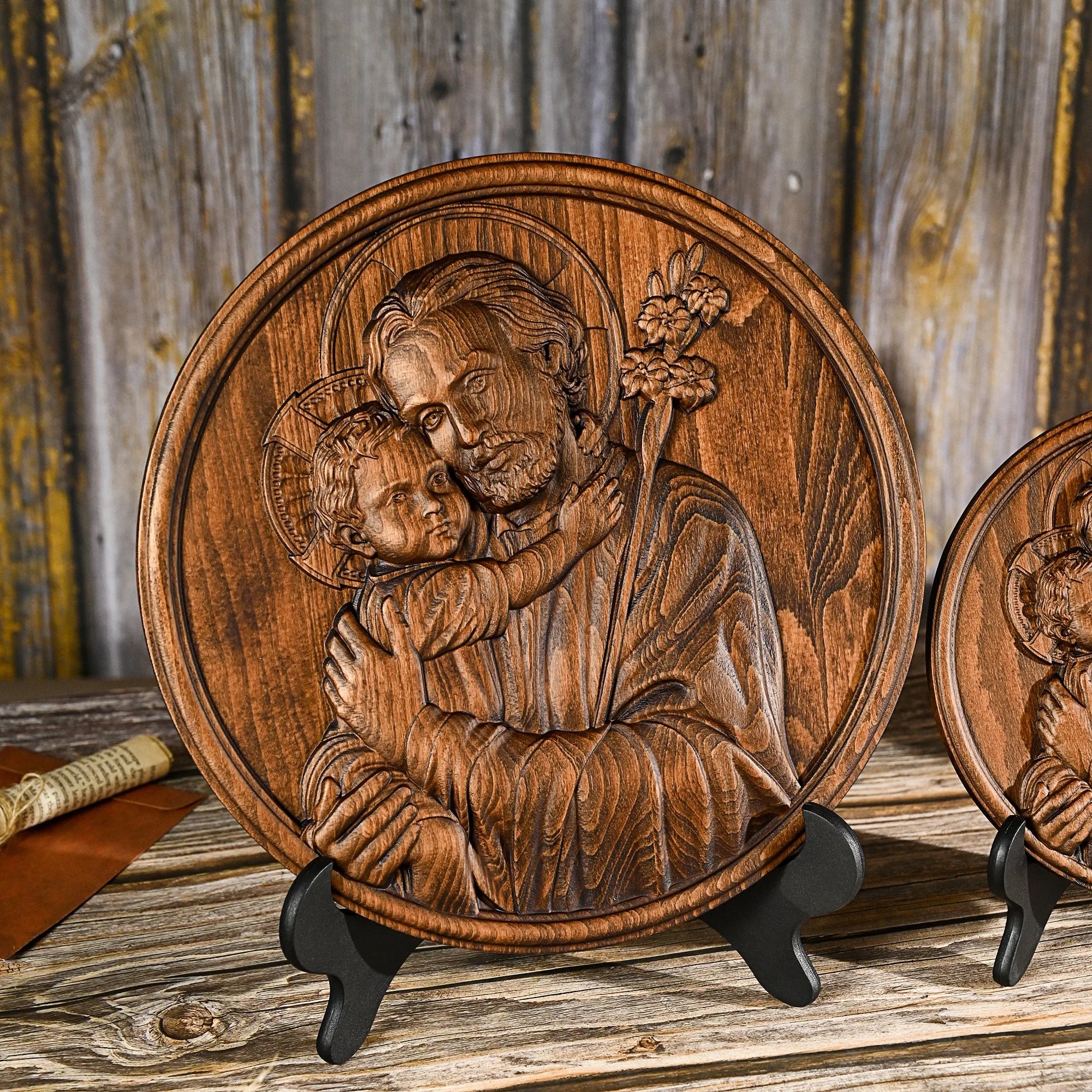 Escultura São José e o Menino Jesus - Presente De Dia Dos Pais
