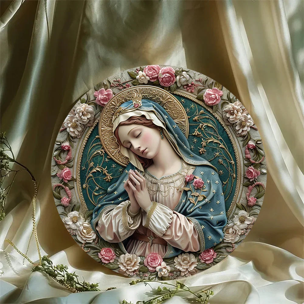 Decoração Católica Nossa Senhora em Relevo Floral