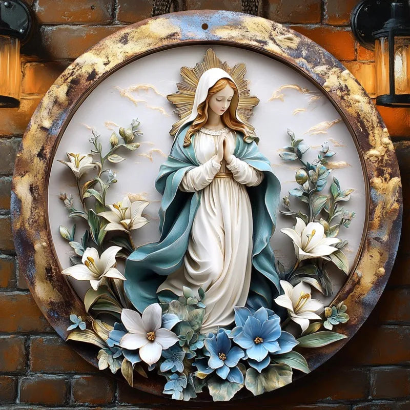 Decoração Católica Nossa Senhora das Graças com Flores