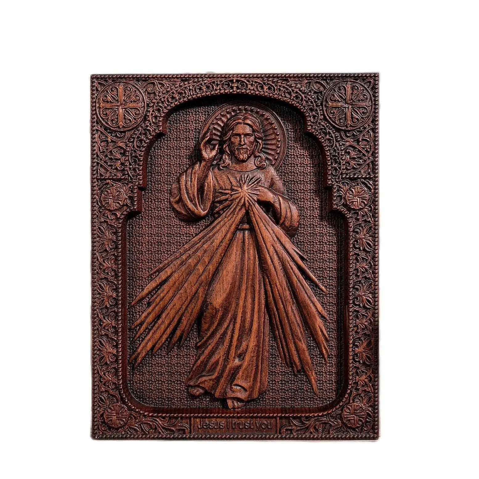 Ícone da Divina Misericórdia Jesus Cristo em Madeira