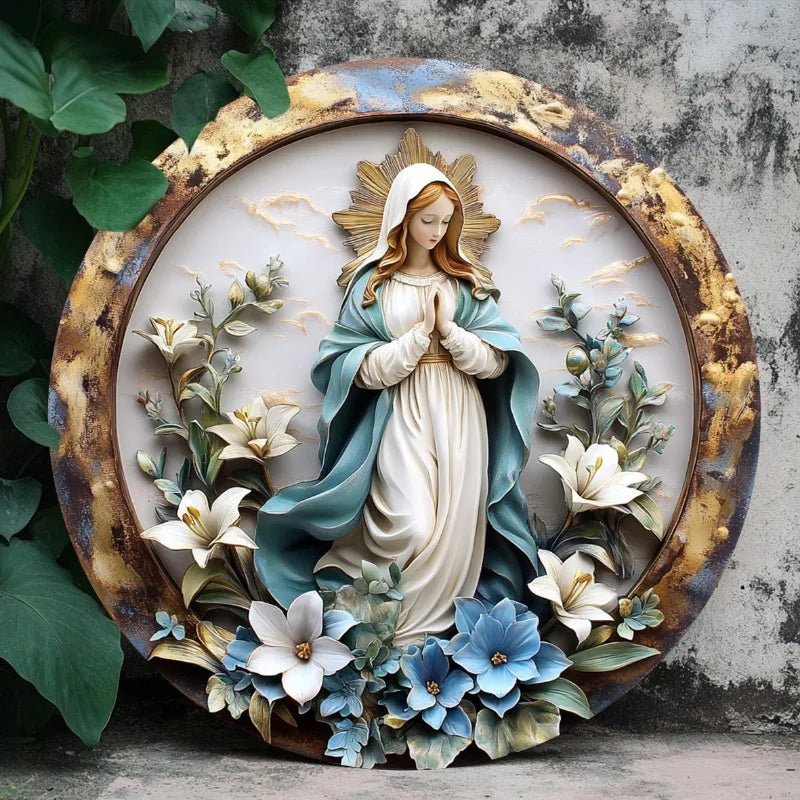 Decoração Católica Nossa Senhora das Graças com Flores