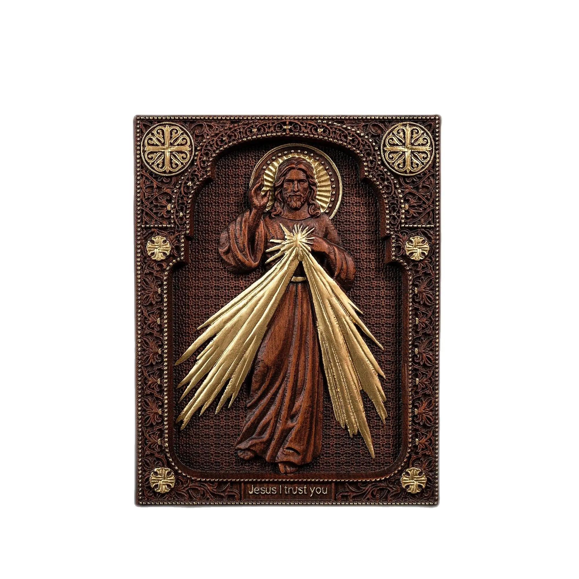 Ícone da Divina Misericórdia Jesus Cristo em Madeira