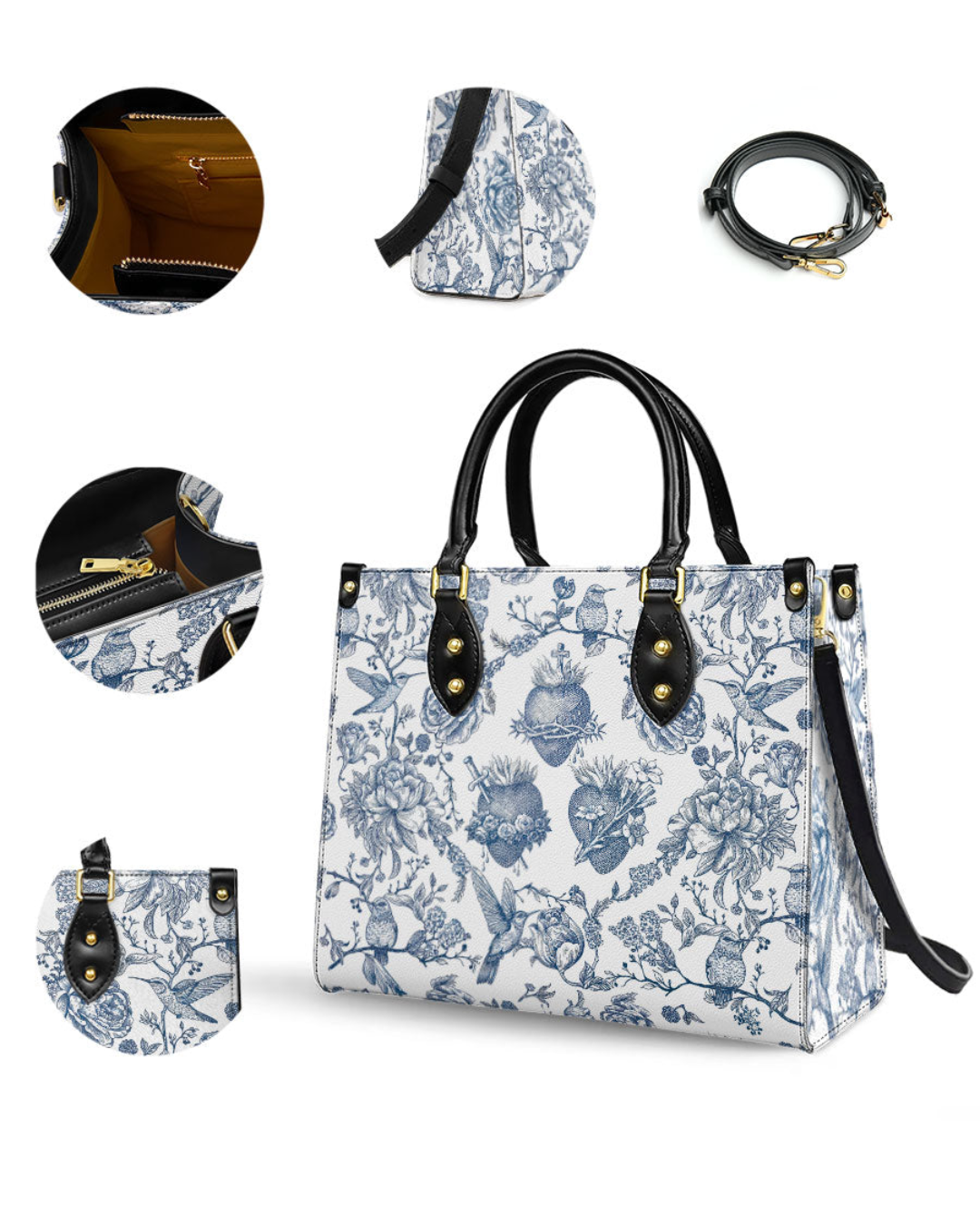 Bolsa Católica em Couro - Sagrados Corações de Jesus