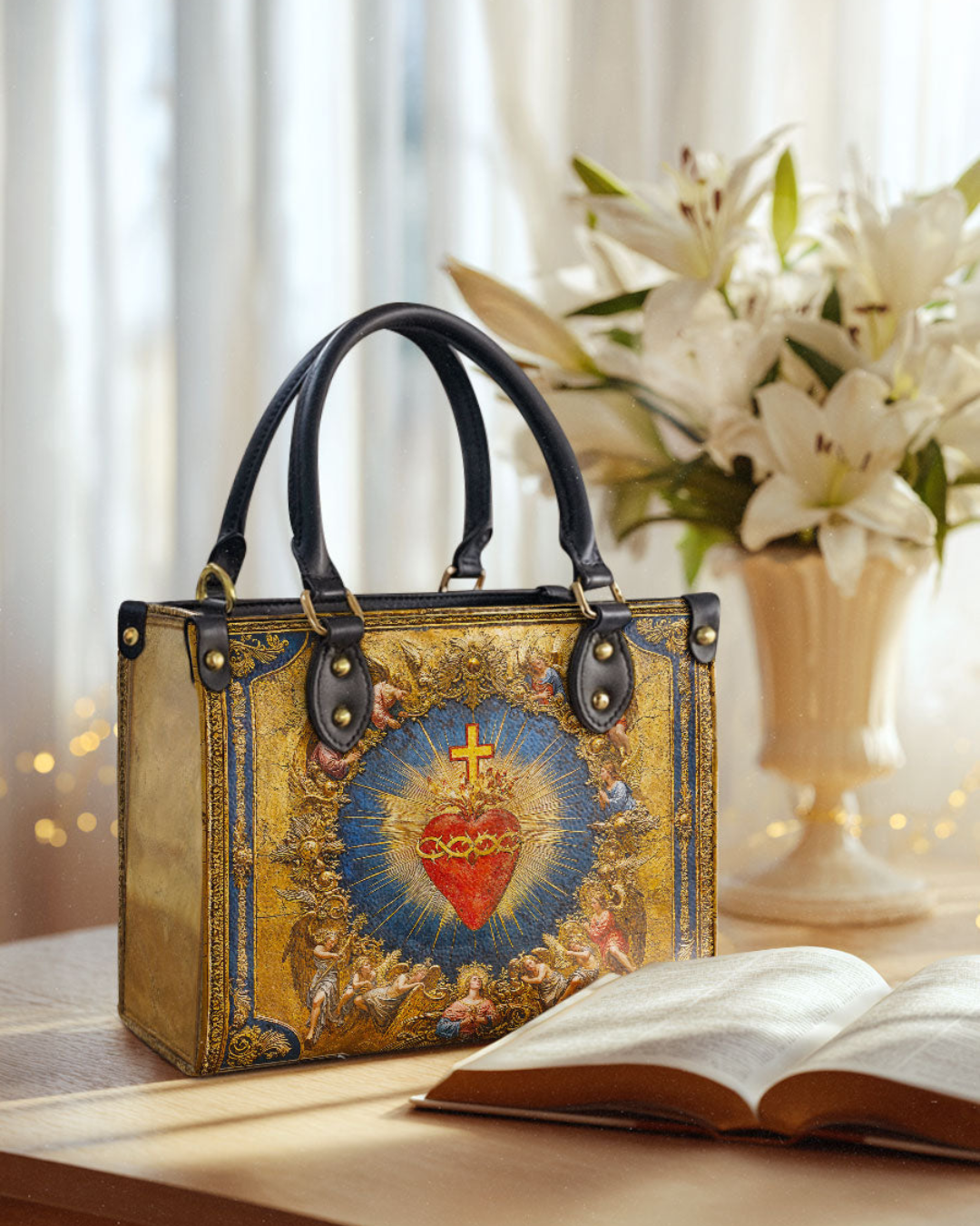 Bolsa Católica em Couro -  Sagrado Coração do Divino Amor