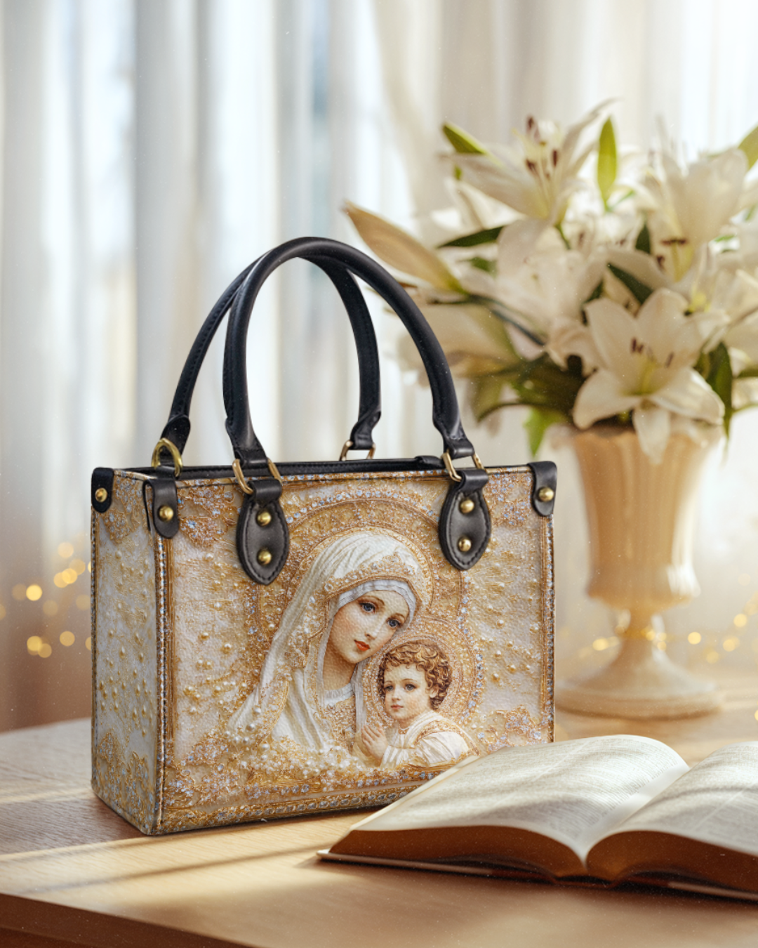 Bolsa Católica Feminina - Maria e o Menino Jesus