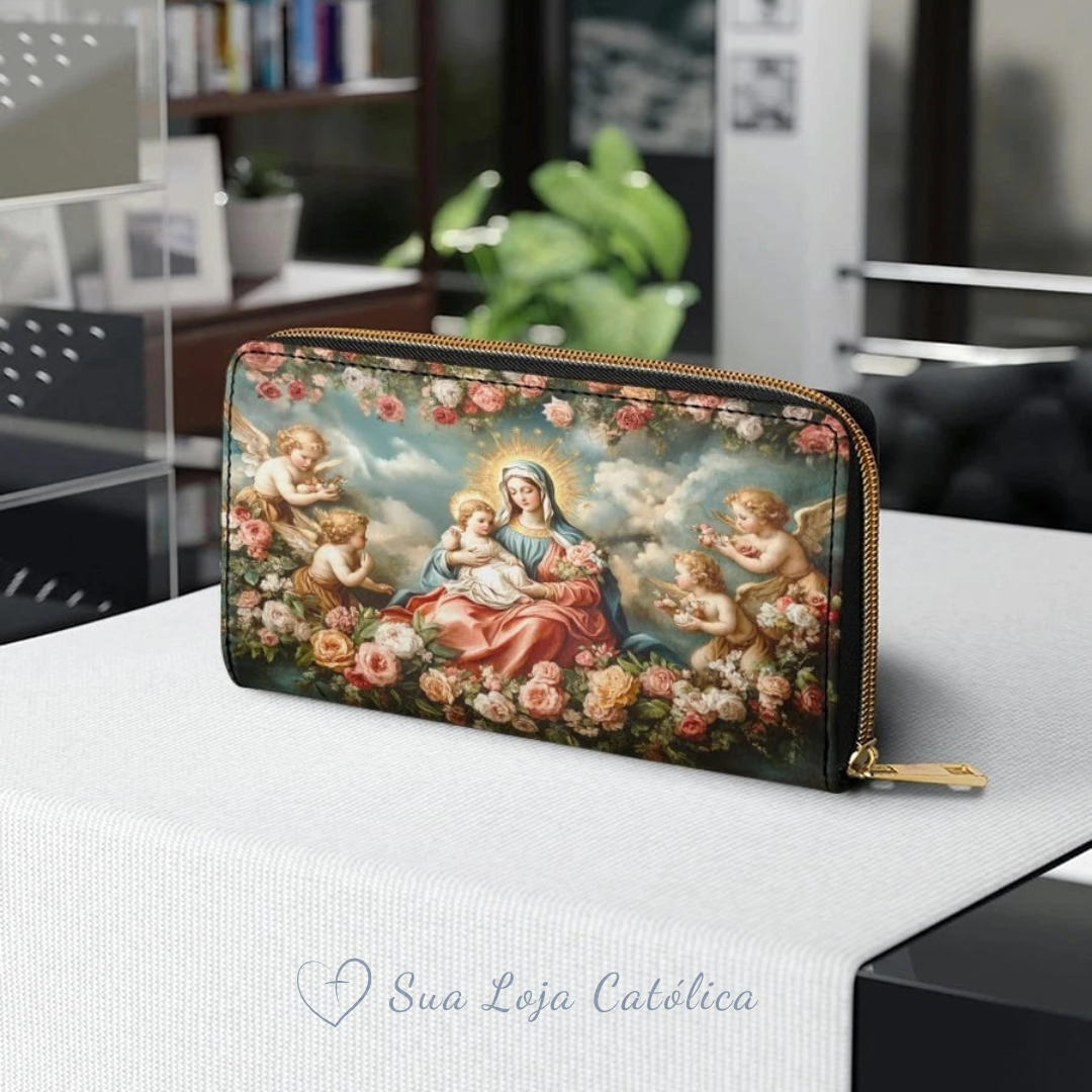 Carteira Católica Feminina - Nossa Senhora de Fátima e o Menino Jesus