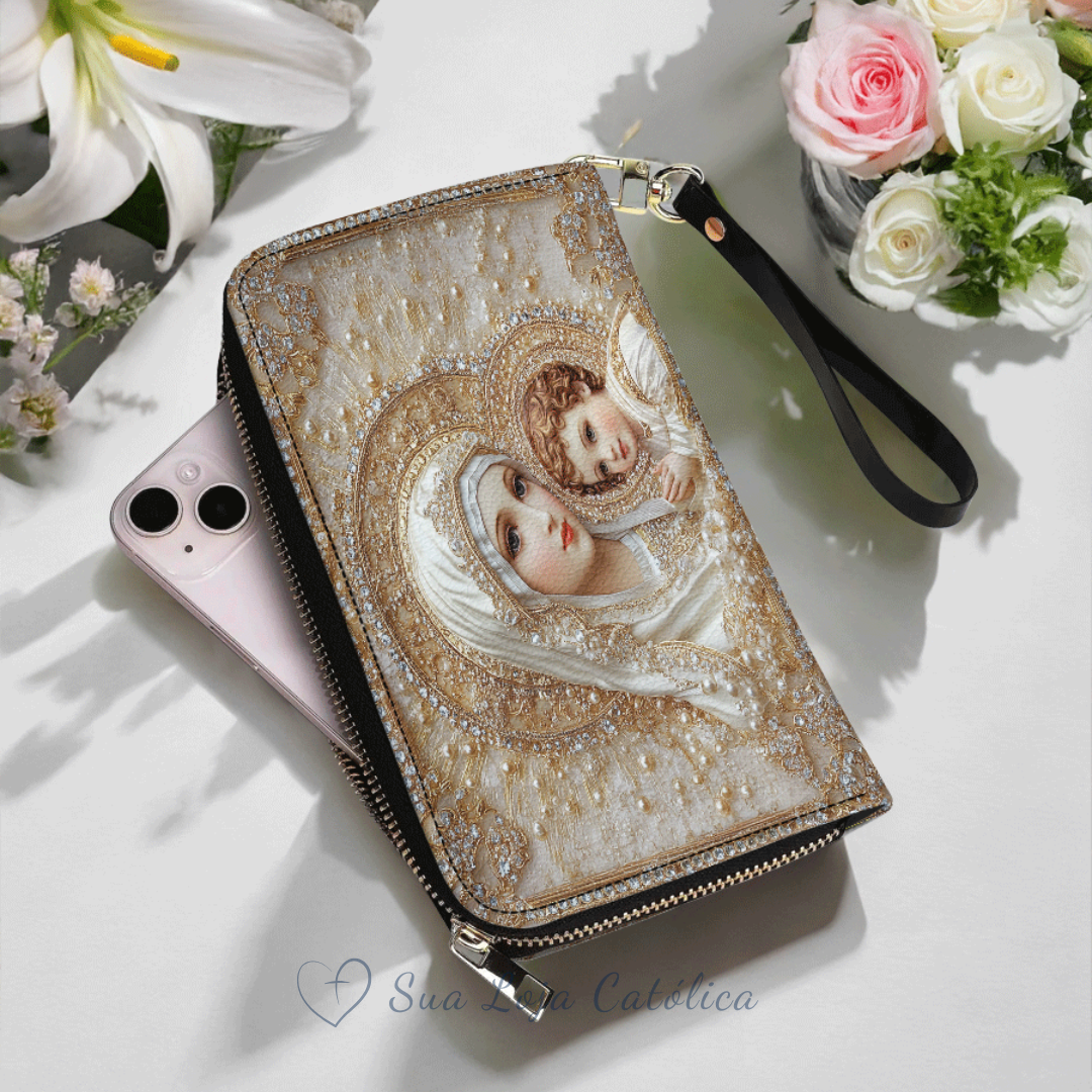 Carteira Católica Feminina - Maria e o Menino Jesus