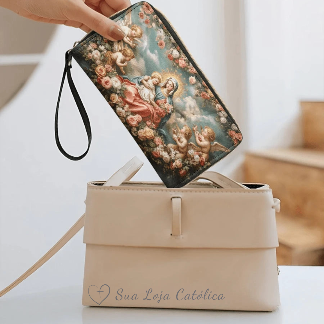 Carteira Católica Feminina - Nossa Senhora de Fátima e o Menino Jesus